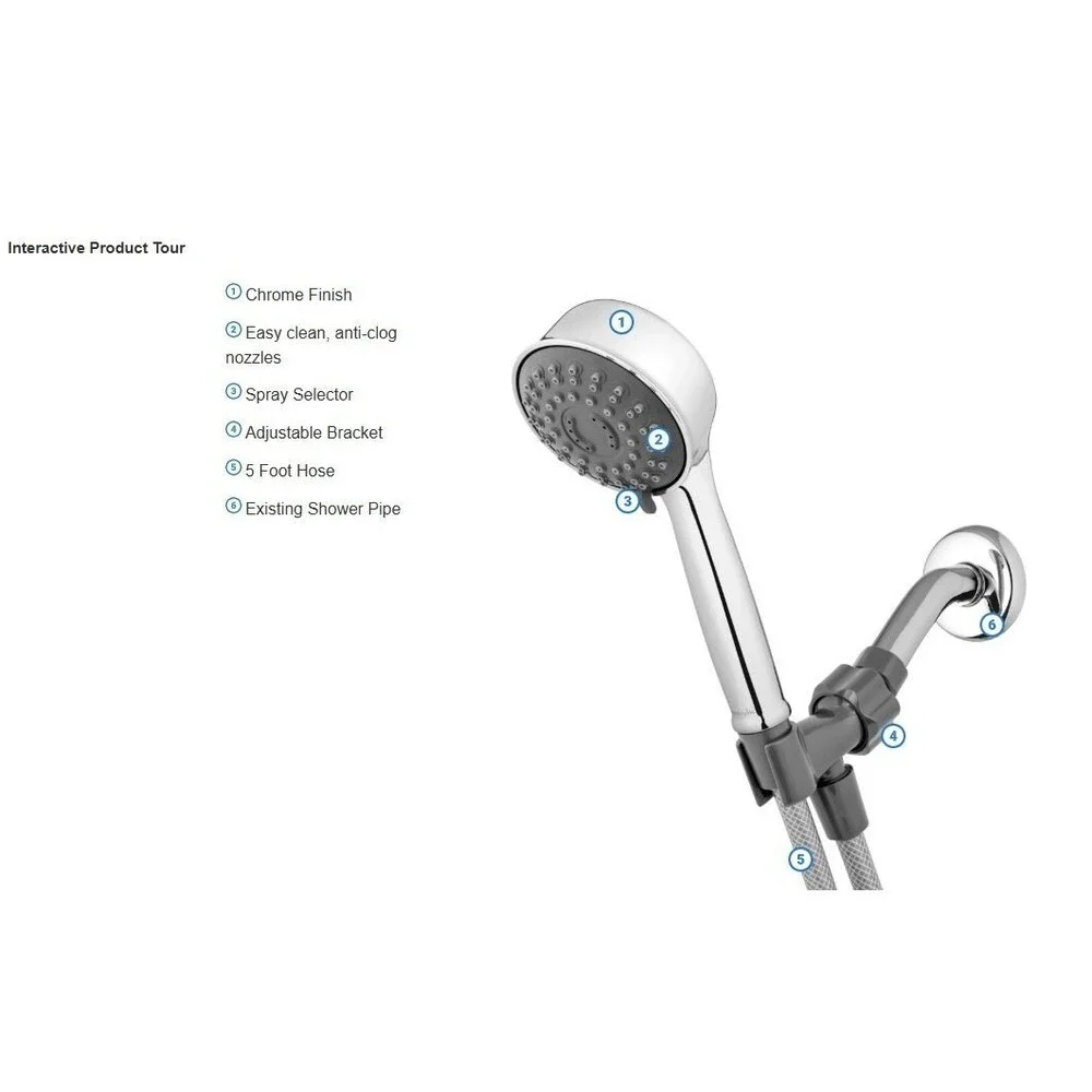 NEW Waterpik 6-Mode PowerPulse Massage Hand Held Shower Head, Chrome